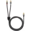 Garso kabelis WENTRONIC Goobay 65300 — 2 m, 2×RCA (kištukas) į RCA (kištukas), varis, auksuoti kontaktai, magnetiškai ekranuotas