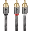 Garso kabelis WENTRONIC Goobay 65301 — 3 m, 2×RCA į RCA, variniai laidininkai, auksuoti kontaktai, magnetinis ekranavimas