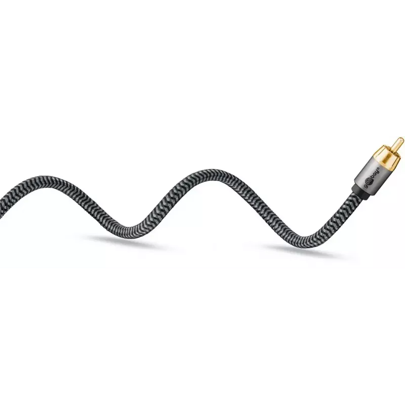 RCA garso kabelis WENTRONIC Goobay 65302 — 2xRCA į RCA, 5 m, varis, paauksuoti kontaktai, magnetiškai ekranuotas