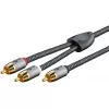 RCA garso kabelis WENTRONIC Goobay 65302 — 2xRCA į RCA, 5 m, varis, paauksuoti kontaktai, magnetiškai ekranuotas