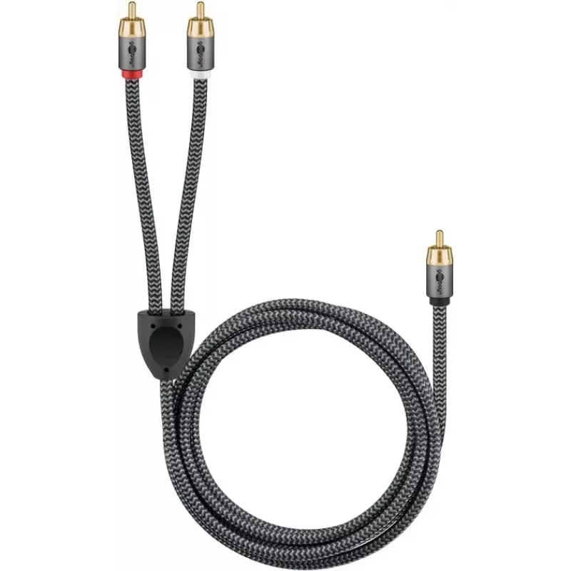 Garso kabelis WENTRONIC Goobay 65303 — 10 m, 2×RCA (kištukas) į RCA (kištukas), varis, paauksuoti kontaktai