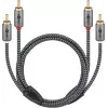Garso kabelis WENTRONIC Goobay 65294 — 2×RCA kištukas į 2×RCA kištuką, 3 m, varis, auksuoti kontaktai, magnetiškai ekranuotas