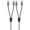 Garso kabelis WENTRONIC Goobay 65294 — 2×RCA kištukas į 2×RCA kištuką, 3 m, varis, auksuoti kontaktai, magnetiškai ekranuotas