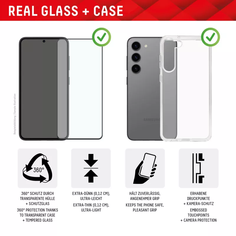 Displex ekrano apsauginis stiklas + dėklas, skirtas „Samsung Galaxy S24 Ultra“, ekologiškas montavimo rėmelis, pilnas dangtelis