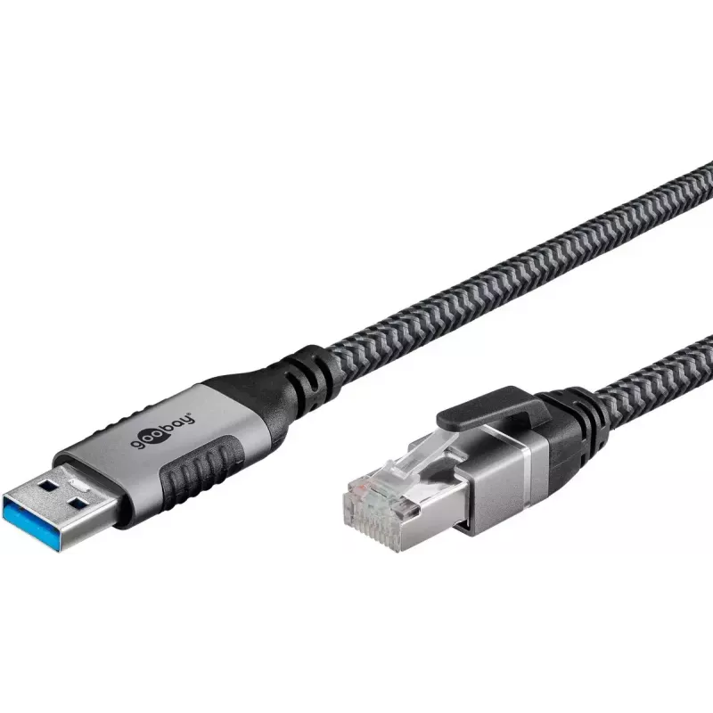 Goobay jungčių adapteris USB A RJ-45 15 m juoda sidabrinė