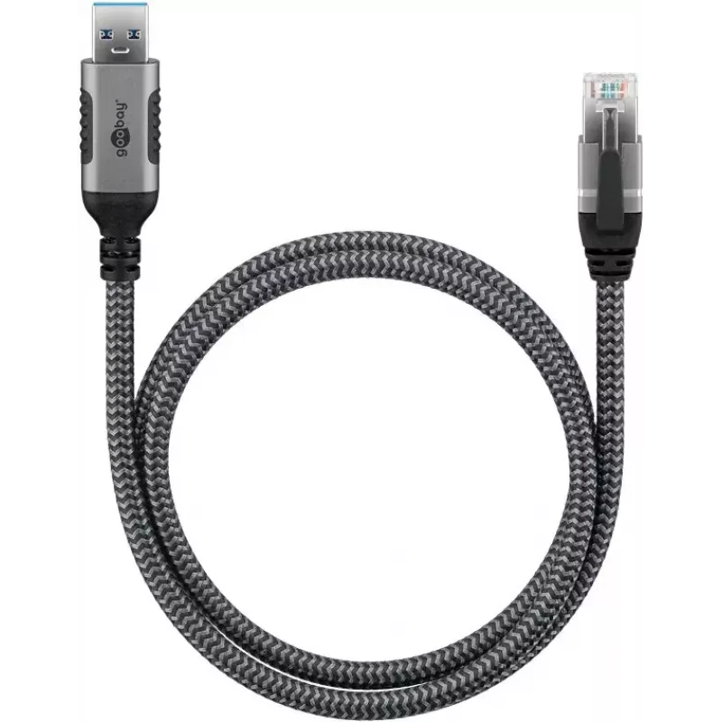 Goobay jungčių adapteris USB A RJ-45 15 m juoda sidabrinė