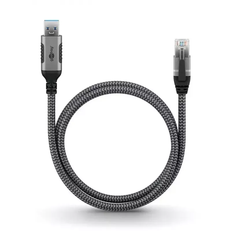 Goobay jungčių adapteris USB A RJ-45 15 m juoda sidabrinė