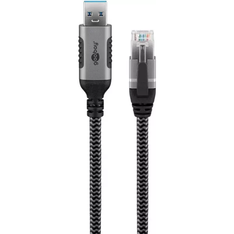 Goobay jungčių adapteris USB A RJ-45 15 m juoda sidabrinė