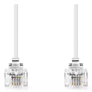 Telefoninis laidas Nedis TCGL90200WT20 RJ-11 RJ-11 2 m Baltas