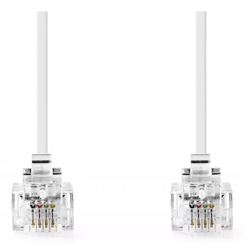 Telefoninis laidas Nedis TCGL90200WT20 RJ-11 RJ-11 2 m Baltas
