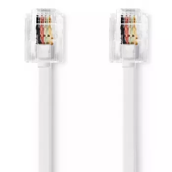 Telefoninis laidas Nedis TCGL90200WT20 RJ-11 RJ-11 2 m Baltas