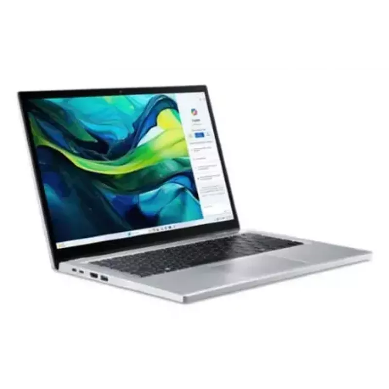 Konvertuojamas nešiojamas kompiuteris Acer Aspire Go Spin 14 AGSP14-31PT-36R6 — 14 colių WUXGA jutiklinis, Intel Core 3 N355 1.9 GHz, 16 GB LPDDR5, 512 GB SSD, Windows 11 Home, sidabrinis