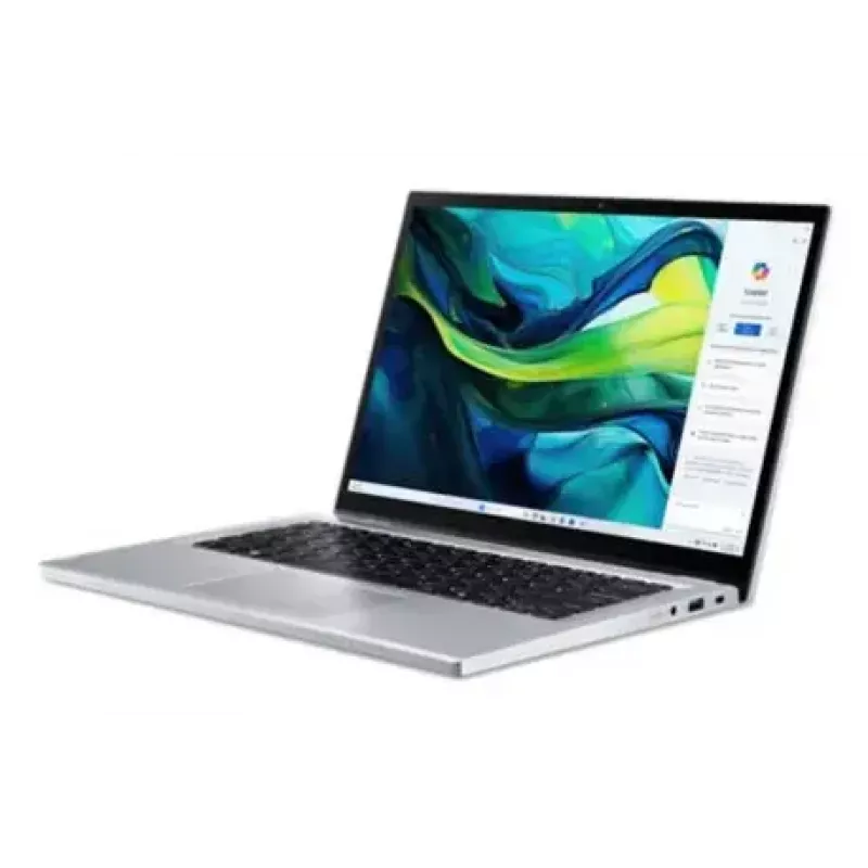 Konvertuojamas nešiojamas kompiuteris Acer Aspire Go Spin 14 AGSP14-31PT-36R6 — 14 colių WUXGA jutiklinis, Intel Core 3 N355 1.9 GHz, 16 GB LPDDR5, 512 GB SSD, Windows 11 Home, sidabrinis