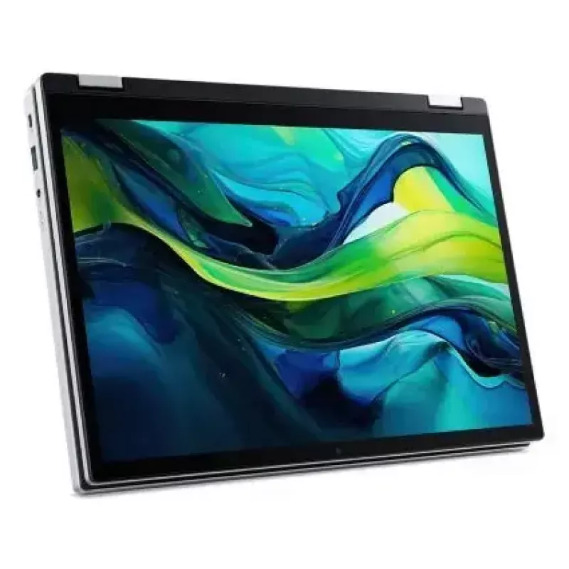 Konvertuojamas nešiojamas kompiuteris Acer Aspire Go Spin 14 AGSP14-31PT-36R6 — 14 colių WUXGA jutiklinis, Intel Core 3 N355 1.9 GHz, 16 GB LPDDR5, 512 GB SSD, Windows 11 Home, sidabrinis