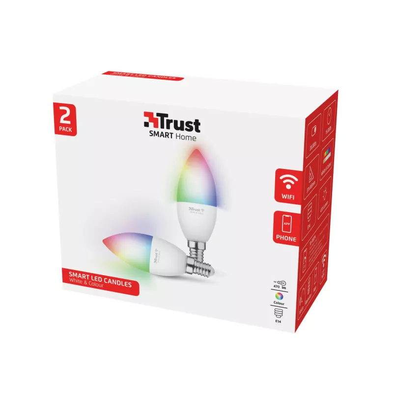 Išmanioji lemputė TRUST 71293 — Wi‑Fi išmanioji šviesa, balta, AC, 37×100 mm, pakuotėje 2 vnt.
