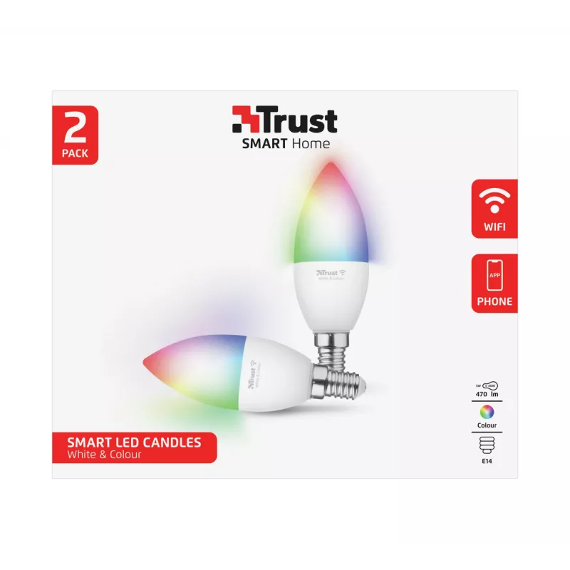 Išmanioji lemputė TRUST 71293 — Wi‑Fi išmanioji šviesa, balta, AC, 37×100 mm, pakuotėje 2 vnt.