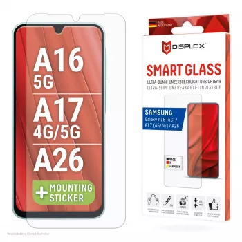 Displex Smart Glass (9H) Samsung Galaxy A26/A16 (5G)/A17 (4G/5G), montavimo lipdukas, nedūžtantis