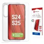 Displex ekrano apsauginis stiklas + dėklas, skirtas Samsung Galaxy S24/S25, Eco montavimo rėmelis, atsparus įbrėžimams