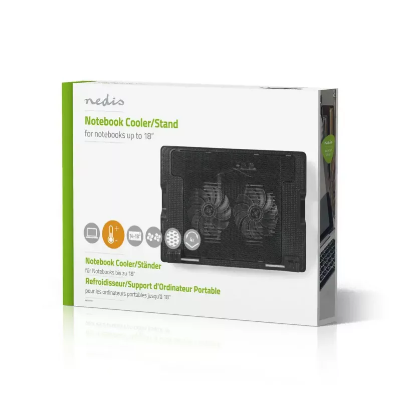 Nešiojamojo kompiuterio aušinimo padėklas Nedis NBCR200BK 2 ventiliatoriai 14 cm juoda