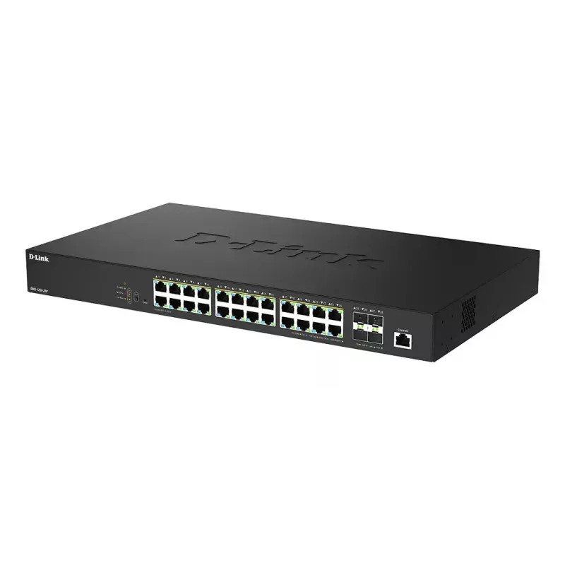D-Link 28 prievadų 2,5G kelių gigabitų PoE++ išmanus valdomas komutatorius su 4 x 10G SFP+ prievadais