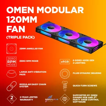 HP OMEN modulinis 120 mm ventiliatorius – trigubas rinkinys, juodas