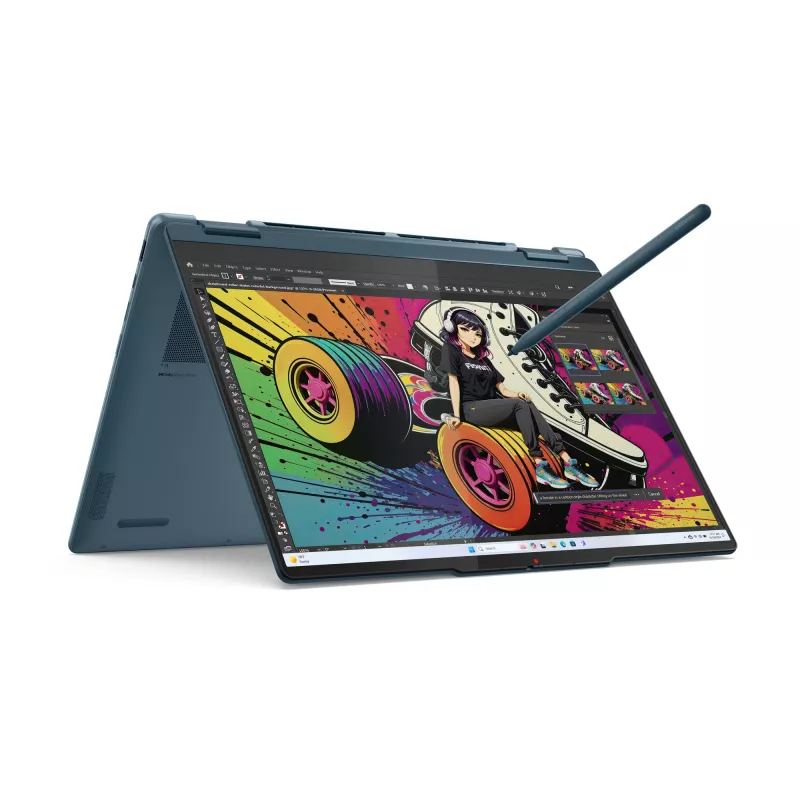 Lenovo Yoga 7 2-in-1 14AKP10 Copilot+ PC AMD Ryzen™ AI 5 340 Hibridas (2-in-1) 35,6 cm (14 colių) Liečiamas ekranas WUXGA 16 GB LPDDR5x-SDRAM 512 GB SSD Wi-Fi 7 (802.11be) Windows 11 Home Žalsvai mėlyna