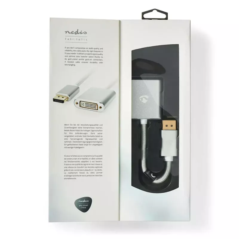 Nedis CCTB37250AL02 vaizdo kabelio adapteris 0,2 m DisplayPort DVI-D sidabrinis