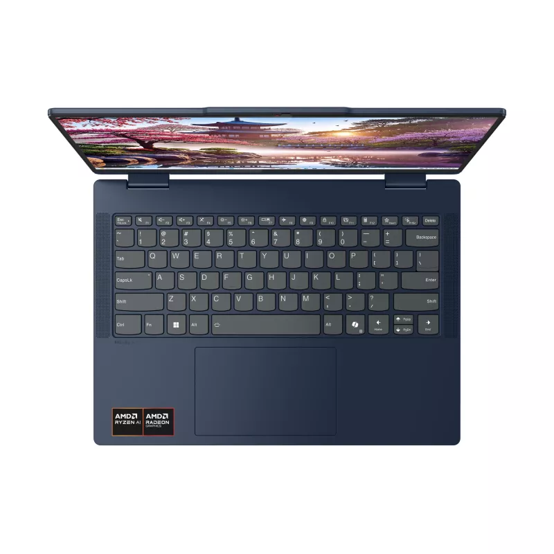 Lenovo IdeaPad 5 2-in-1 14AKP10 Copilot+ PC AMD Ryzen™ AI 7 350 Hibridinis (2-in-1) 35,6 cm (14 colių) jutiklinis ekranas WUXGA 16 GB LPDDR5x-SDRAM 1 TB SSD Wi-Fi 7 (802.11be) Windows 11 Home Vokiška mėlyna