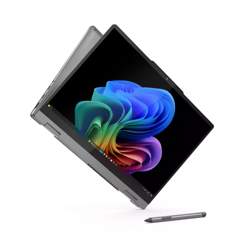 Lenovo IdeaPad 5 2-in-1 14Q8X9 Copilot+ PC Snapdragon X1P-42-100 Hibridas (2-in-1) 35,6 cm (14 colių) Liečiamas ekranas WUXGA 24 GB LPDDR5x-SDRAM 1 TB SSD Wi-Fi 7 (802.11be) Windows 11 Home Pilka