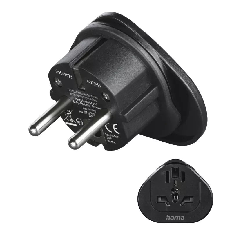 Hama 00223454 maitinimo kištuko adapteris, E/F tipo hibridinis, universalus, juodas