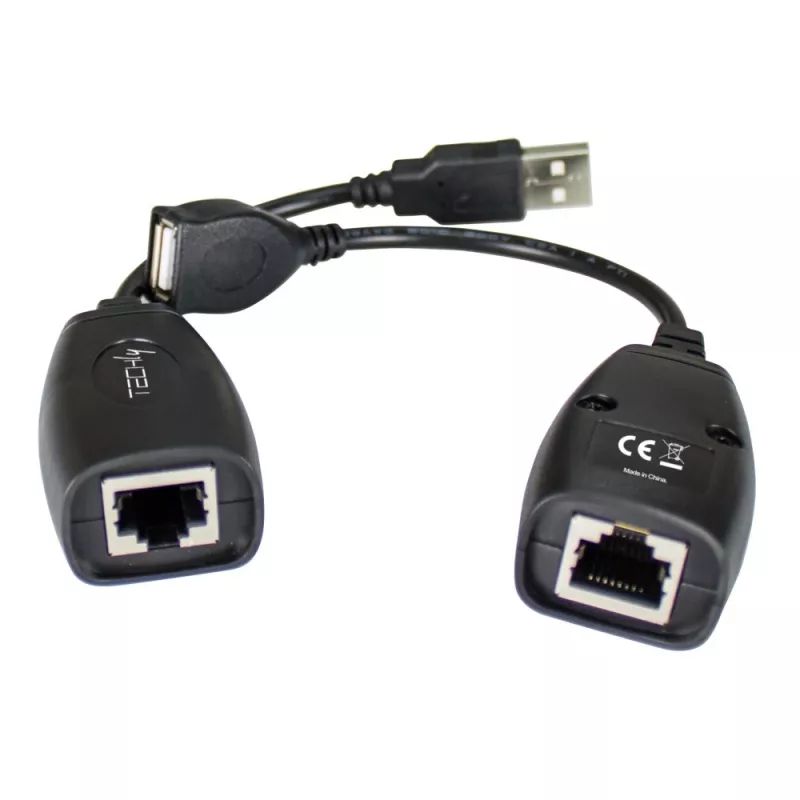 Techly IUSB-EXTENDTY5 kabelio jungčių adapteris USB RJ-45 juodas