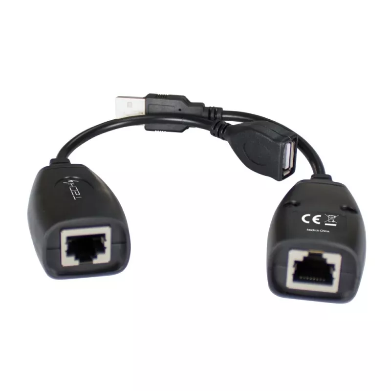 Techly IUSB-EXTENDTY5 kabelio jungčių adapteris USB RJ-45 juodas