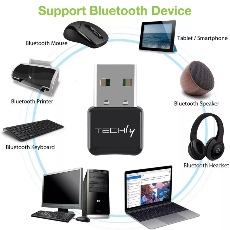 USB imtuvas Techly IDATA USB-BLT5 bet kokio prekės ženklo pelei ir klaviatūrai