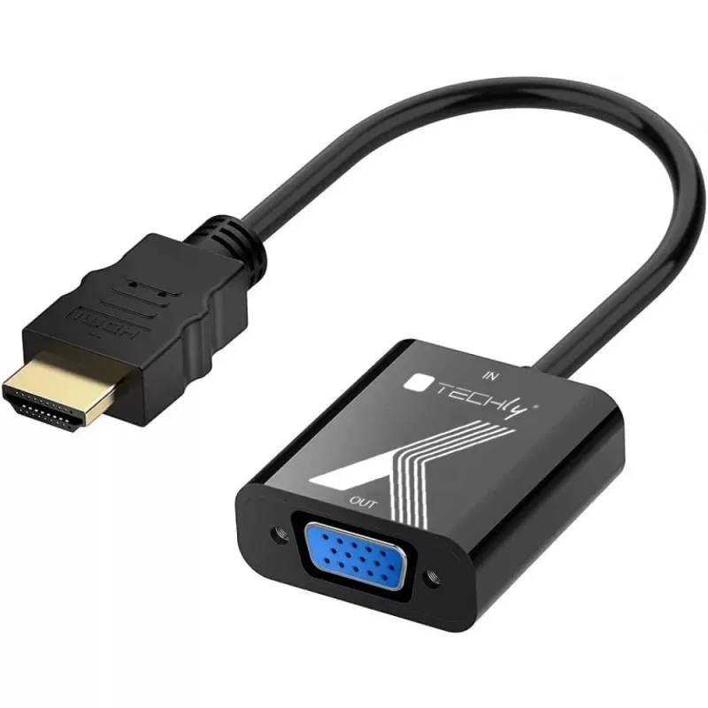 Techly kabelio adapteris keitiklis HDMI į VGA juodas 0,1 m 1920x1200 60 Hz