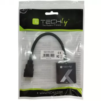 Techly kabelio adapteris keitiklis HDMI į VGA juodas 0,1 m 1920x1200 60 Hz