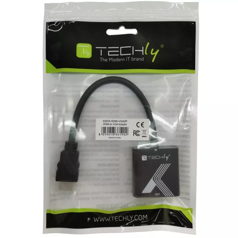 Techly kabelio adapteris keitiklis HDMI į VGA juodas 0,1 m 1920x1200 60 Hz