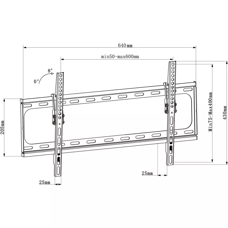 Techly ICA-PLB 261L TV laikiklis / stovas 177,8 cm (70 colių) juodas