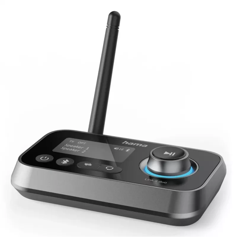 Belaidis garso siųstuvas-imtuvas HAMA Link.it duo 3,5 mm, Bluetooth, 10 m nuotolis, maitinamas per USB, juodas