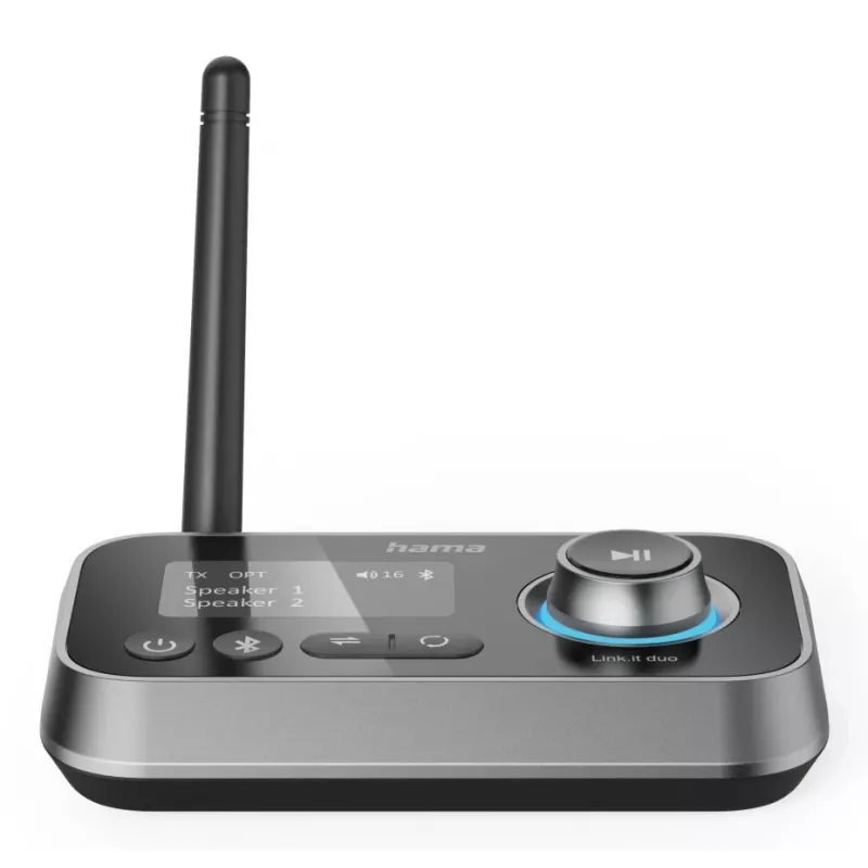 Belaidis garso siųstuvas-imtuvas HAMA Link.it duo 3,5 mm, Bluetooth, 10 m nuotolis, maitinamas per USB, juodas