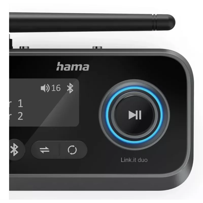 Belaidis garso siųstuvas-imtuvas HAMA Link.it duo 3,5 mm, Bluetooth, 10 m nuotolis, maitinamas per USB, juodas