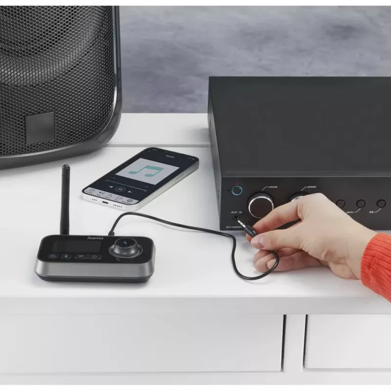 Belaidis garso siųstuvas-imtuvas HAMA Link.it duo 3,5 mm, Bluetooth, 10 m nuotolis, maitinamas per USB, juodas