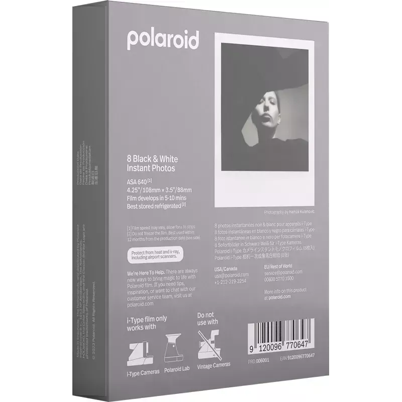 Nespalvota juosta, skirta „I-Type Polaroid“, 8 vnt.