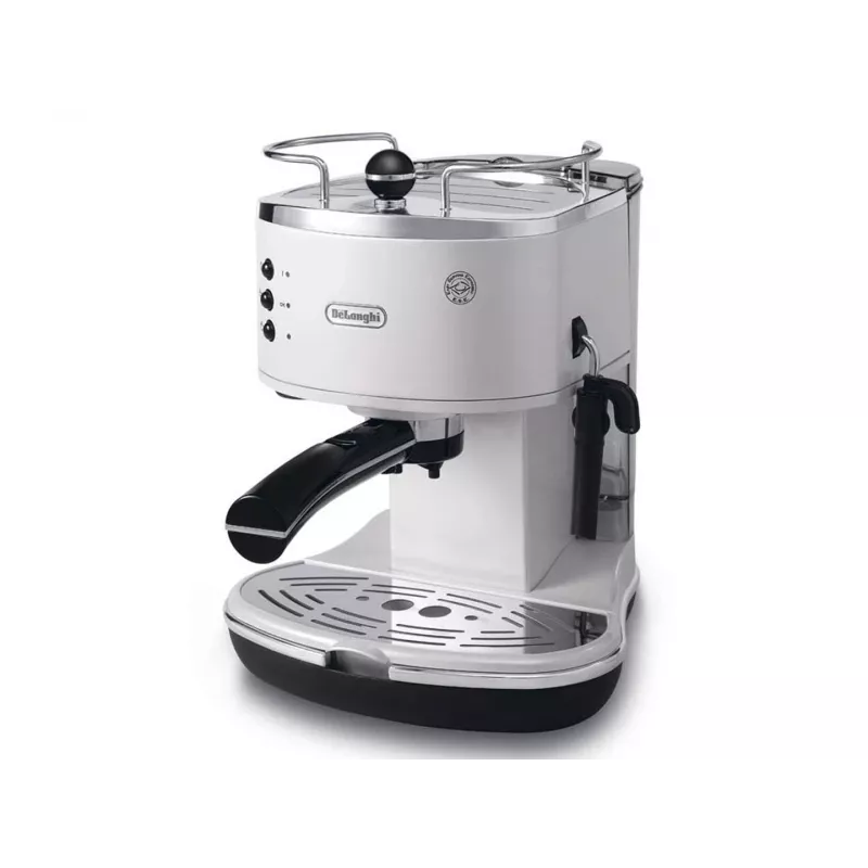 Espreso aparatas De’Longhi ECO 311.W — rankinis 15 barų, 1,4 l vandens bakelis, 2 puodeliai, šildymas, stalviršinis