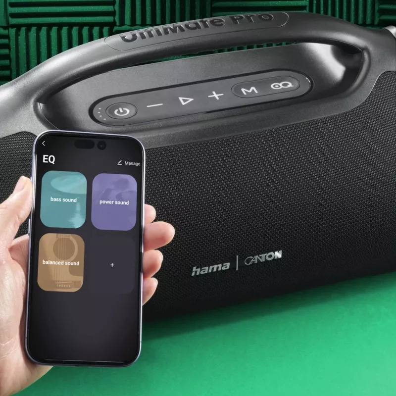 Kolona HAMA UltiMate Pro 120 W, belaidis Bluetooth, atspari vandeniui, įmontuota baterija, USB-C įkrovimas