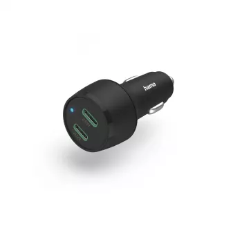 Automobilinis įkroviklis Hama 00201632 greitas įkrovimas 2 USB Type-C prievadai juodas