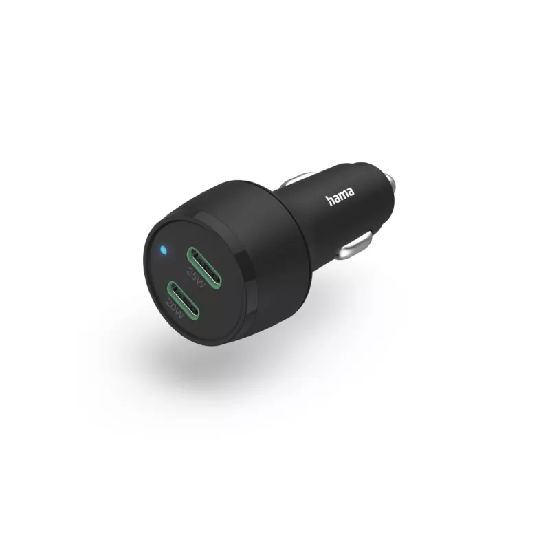 Automobilinis įkroviklis Hama 00201632 greitas įkrovimas 2 USB Type-C prievadai juodas