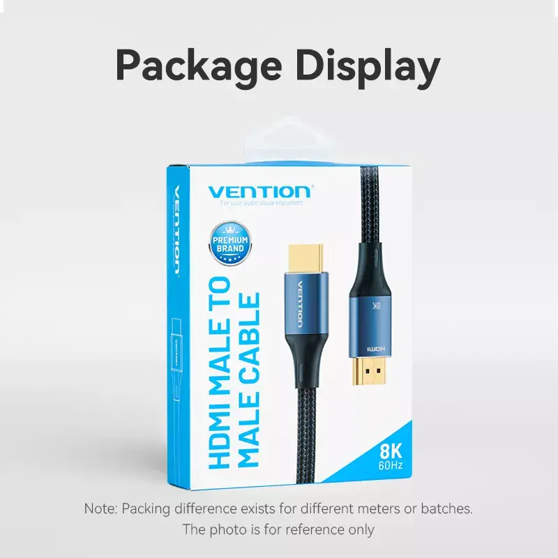 HDMI laidas Vention 8K 48 Gbps HDMI 2.1 medvilniniu apvalkalu patinas-patinas 1 m mėlynas aliuminis