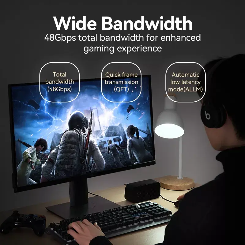 HDMI laidas Vention 8K 48 Gbps HDMI 2.1 medvilniniu apvalkalu patinas-patinas 1 m mėlynas aliuminis