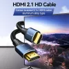 HDMI laidas Vention 8K 48 Gbps HDMI 2.1 medvilniniu apvalkalu patinas-patinas 1 m mėlynas aliuminis