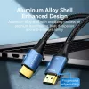 HDMI laidas Vention 8K 48 Gbps HDMI 2.1 medvilniniu apvalkalu patinas-patinas 1 m mėlynas aliuminis